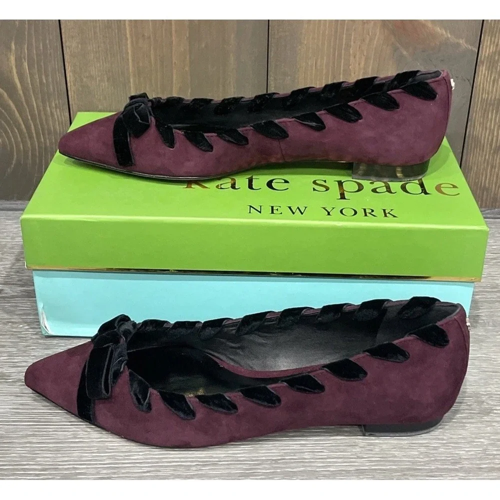 KATE SPADE KALANI Deep Cherry Burgundy Flat Shoes Women's US Size 8M